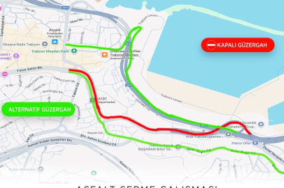 Trabzon’da asfalt çalışması için yol geçici olarak kapandı